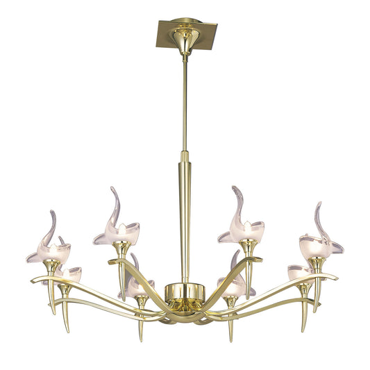 Viena Telescopic Pendant Round 8 Light G9, Polished Brass by Mantra