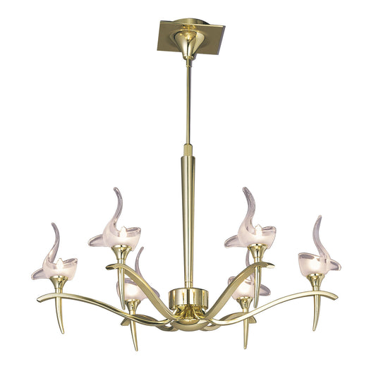 Viena Telescopic Pendant Round 6 Light G9, Polished Brass by Mantra