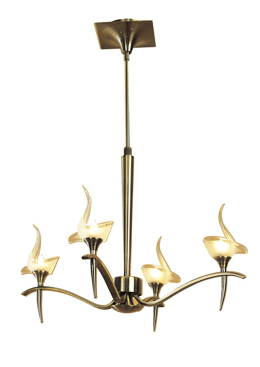 Viena Telescopic Pendant Round 4 Light G9, Antique Brass by Mantra