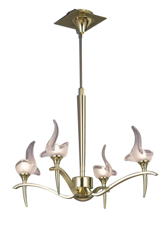 Viena Telescopic Pendant Round 4 Light G9, Polished Brass by Mantra