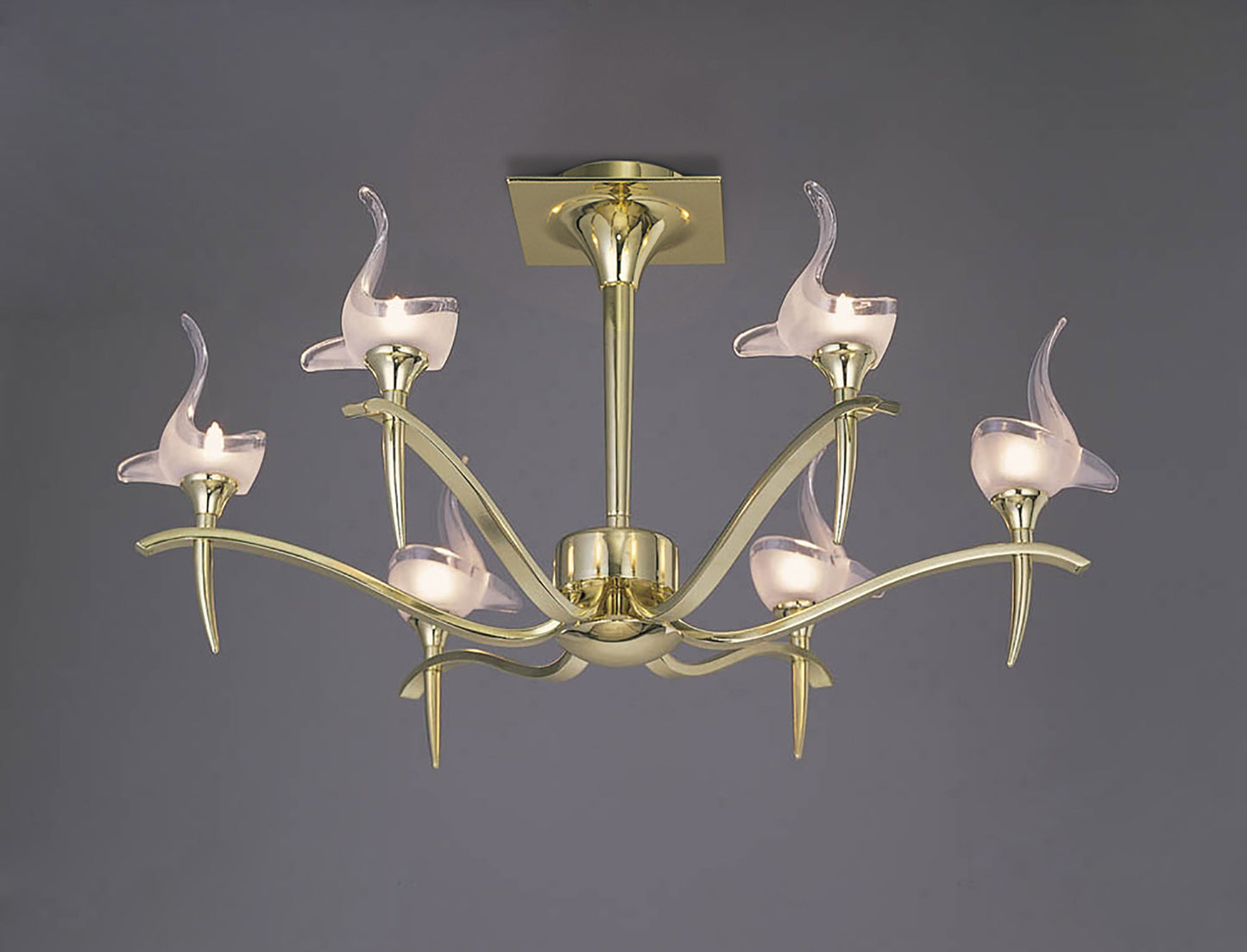 Viena Semi Flush Round 6 Light G9, Polished Brass by Mantra