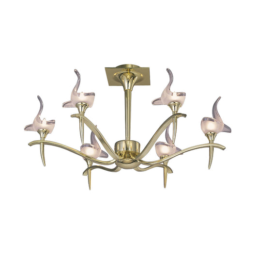 Viena Semi Flush Round 6 Light G9, Polished Brass by Mantra