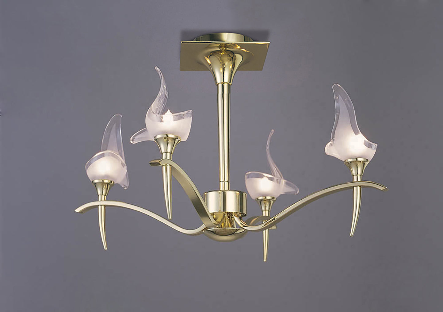 Viena Semi Flush Round 4 Light G9, Polished Brass by Mantra