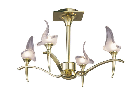 Viena Semi Flush Round 4 Light G9, Polished Brass by Mantra