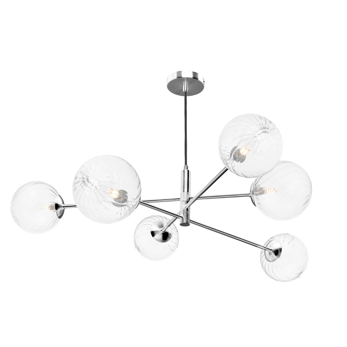 Vignette 6 Light Pendant Polished Chrome and Twisted Glass