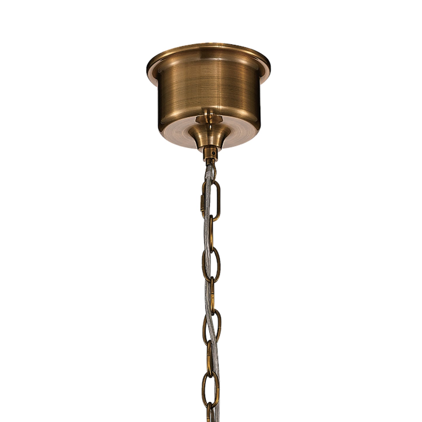 Vintage 38cm Bell Pendant, 1 Light E27, Antique Brass/Amber Glass by Mantra