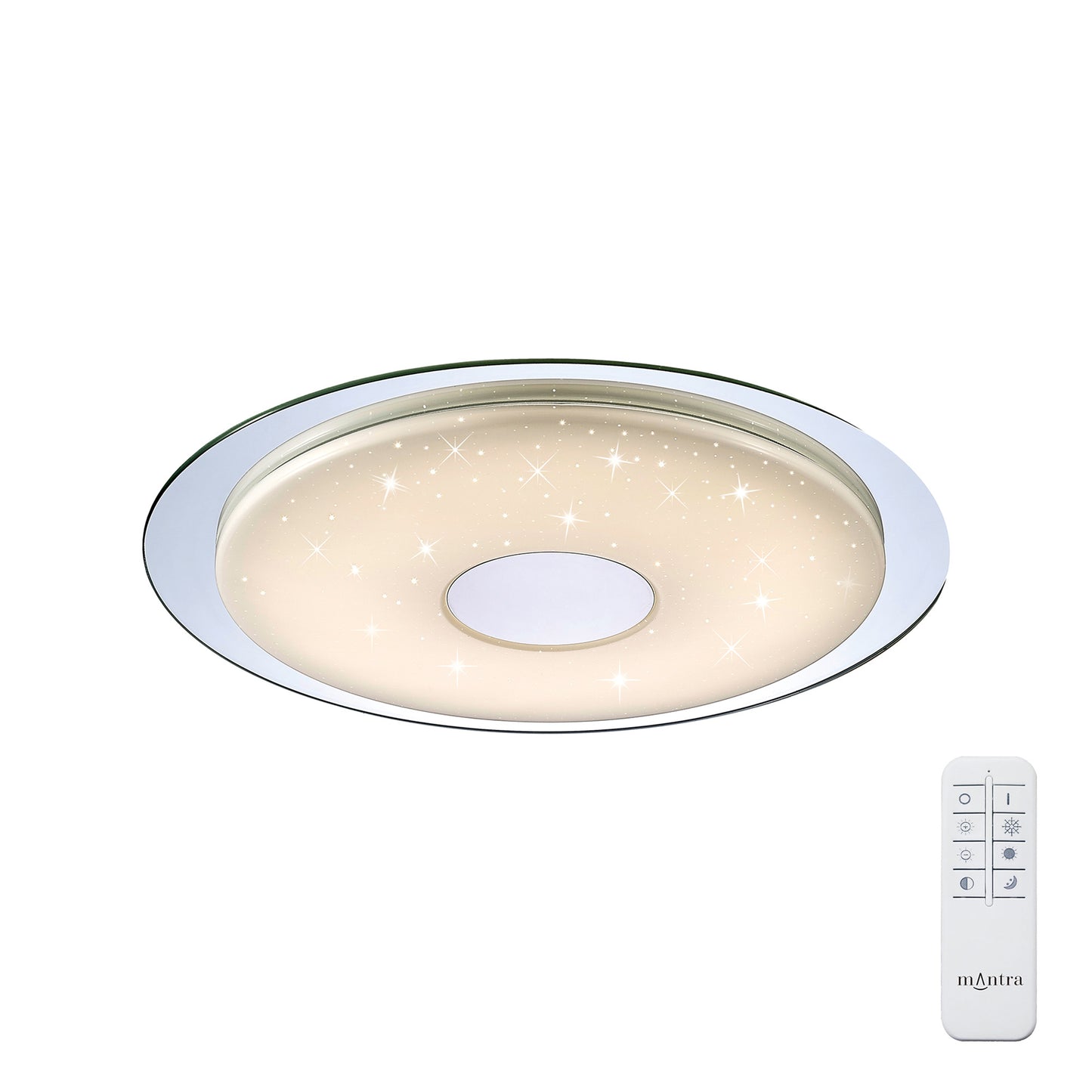 Virgin Flush 45cm Round 18W LED, 2700-6500K, 1680lm, Remote Silver/Frosted Acrylic/Polished Chrome, 3yrs Warranty by Mantra