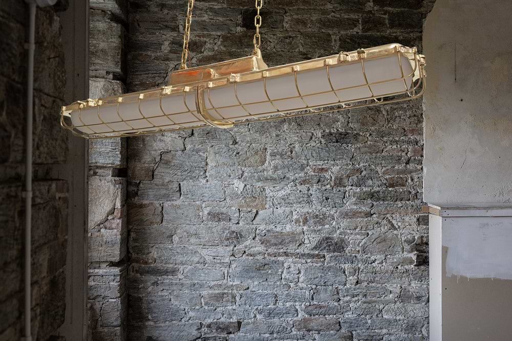 Soho Lighting Warwick Brass Industrial Strip Large Pendant Light - The Statement Collection