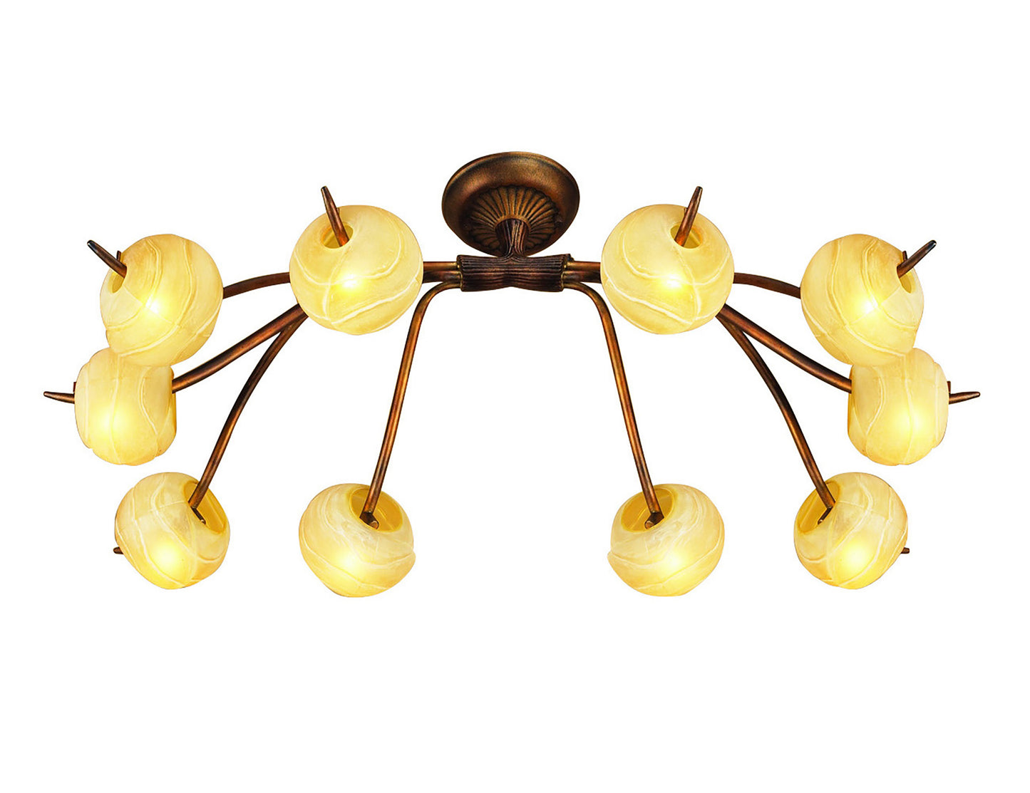 (0038 001) Wave Ceiling 10 Light G9, Rustic Gold by Mantra