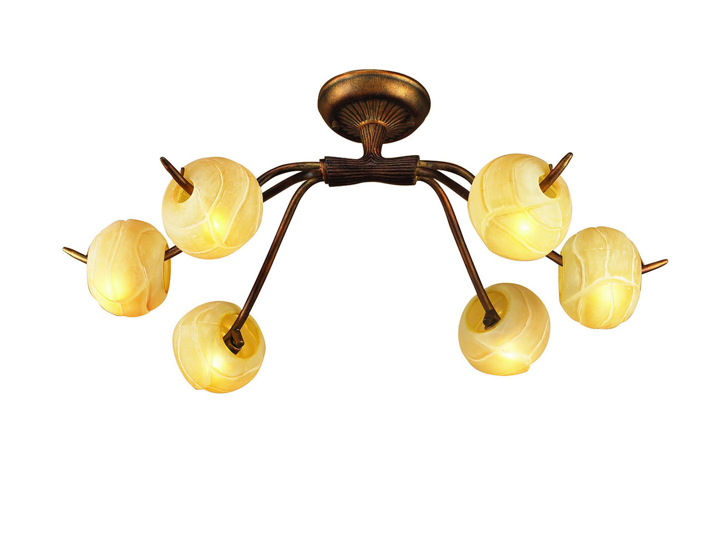 (0038 002) Wave Ceiling 6 Light G9, Rustic Gold by Mantra