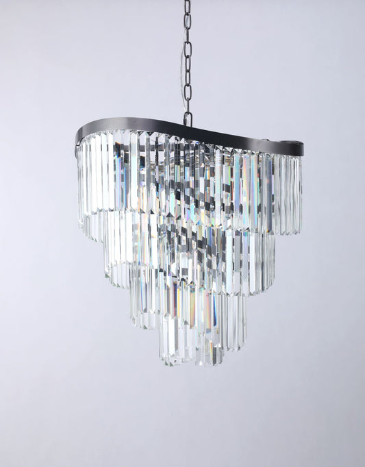Waverly 12  Light Crystal Pendant Satin Chrome