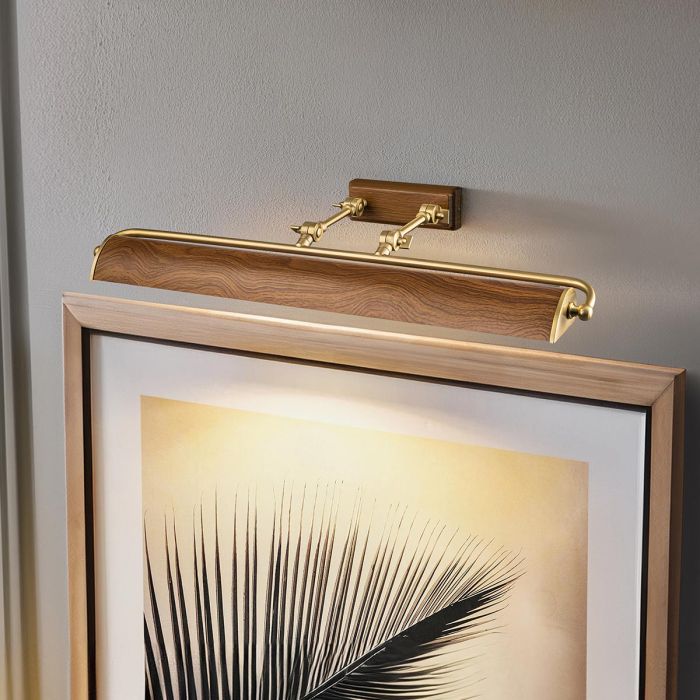 Winchfield 4lt Large Picture Light - Aged Brass & Oak Effect