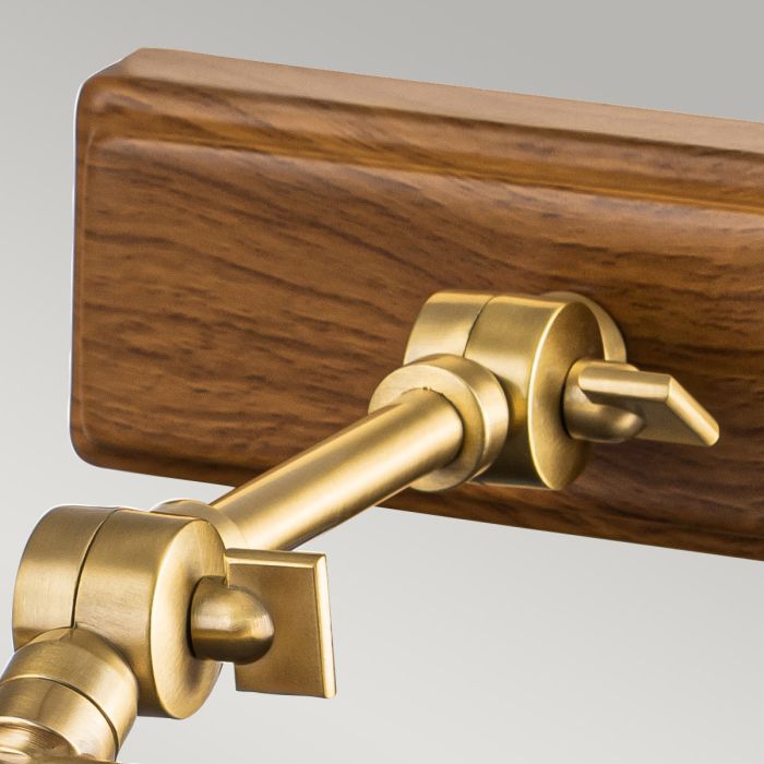 Winchfield 2lt Medium Picture Light - Aged Brass & Oak Effect