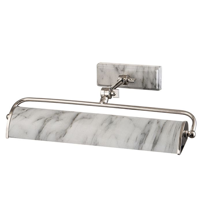 Winchfield 2lt Medium Picture Light - Polished Nickel & White Marble Effect