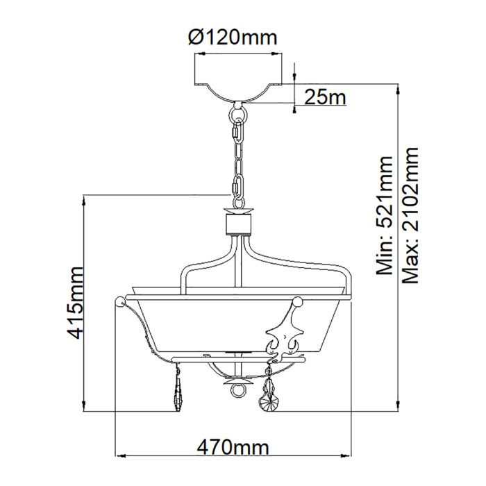 Windsor 3 Light Semi-Flush - Gold Patina