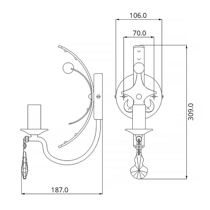 Windsor 1 Light Wall Light - Gold Patina