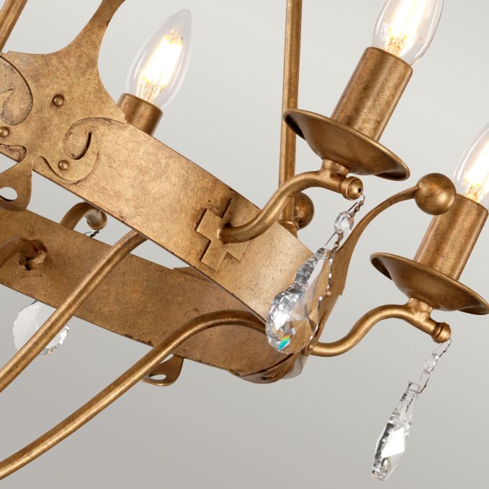 Windsor 6 Light Chandelier - Gold Patina