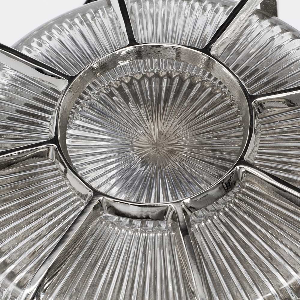 Soho Lighting Carlisle Web Prismatic Glass IP65 Outdoor & Bathroom Nickel Bulkhead Wall Light