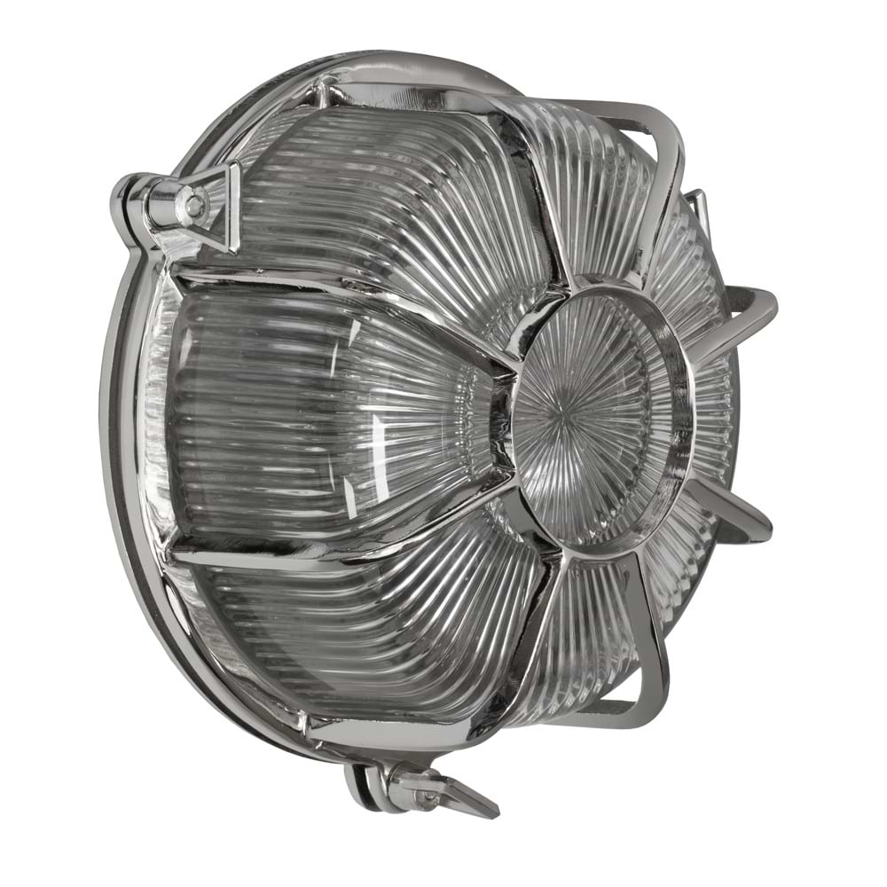 Soho Lighting Carlisle Web Prismatic Glass IP65 Outdoor & Bathroom Nickel Bulkhead Wall Light