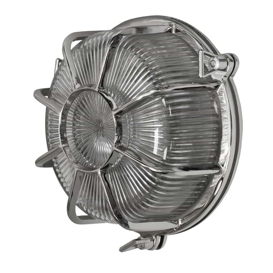 Soho Lighting Carlisle Web Prismatic Glass IP65 Outdoor & Bathroom Nickel Bulkhead Wall Light