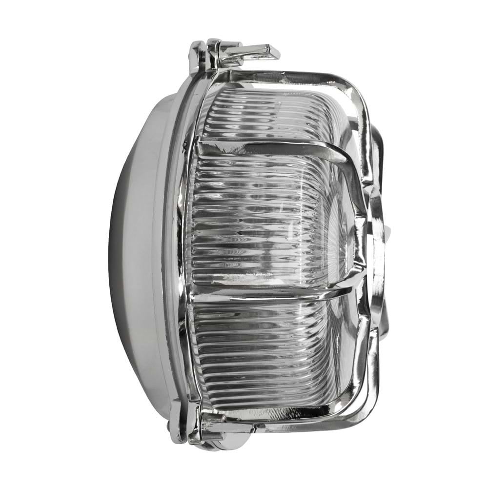Soho Lighting Carlisle Web Prismatic Glass IP65 Outdoor & Bathroom Nickel Bulkhead Wall Light