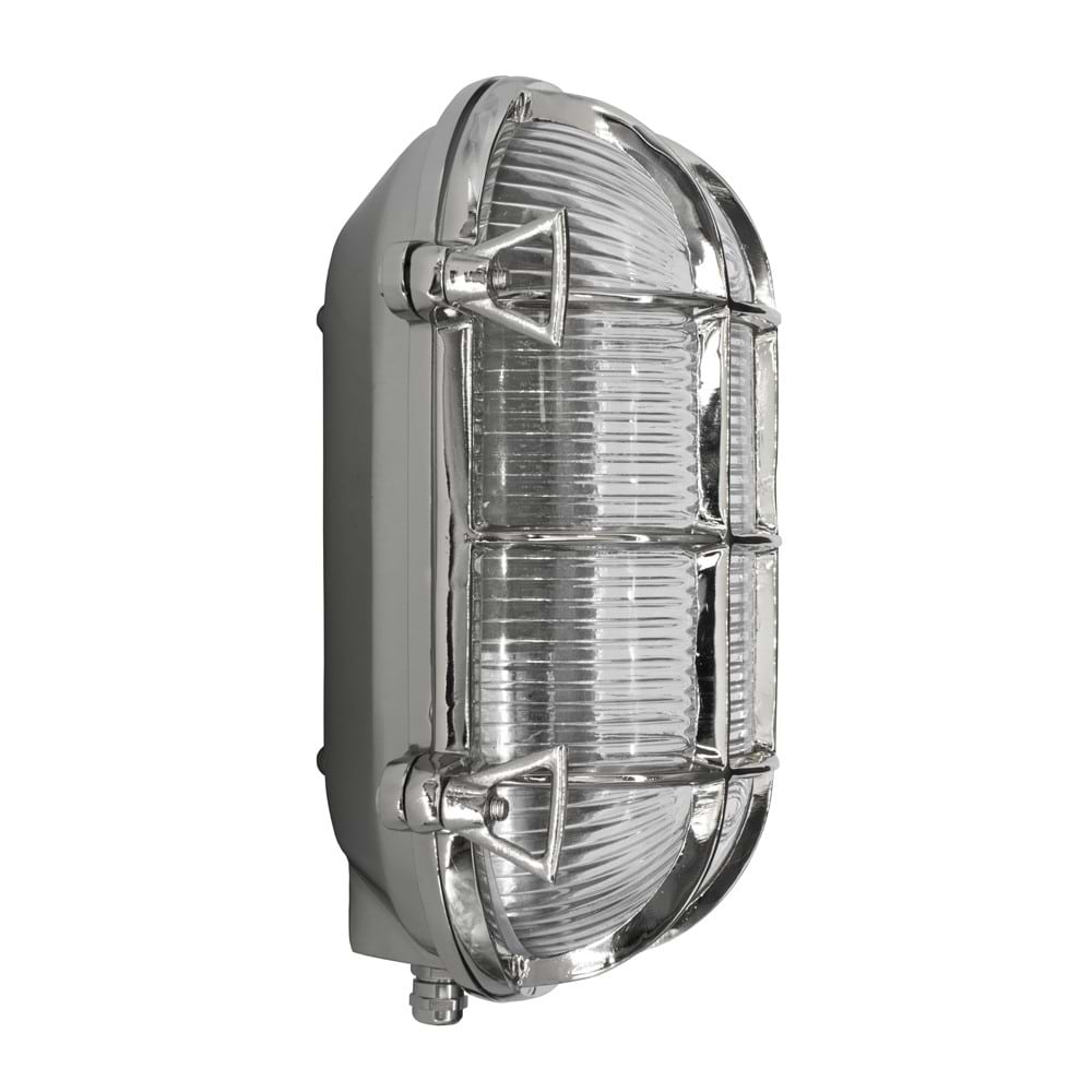 Soho Lighting Flaxman IP65 Outdoor & Bathroom Nickel Bulkhead Wall Light