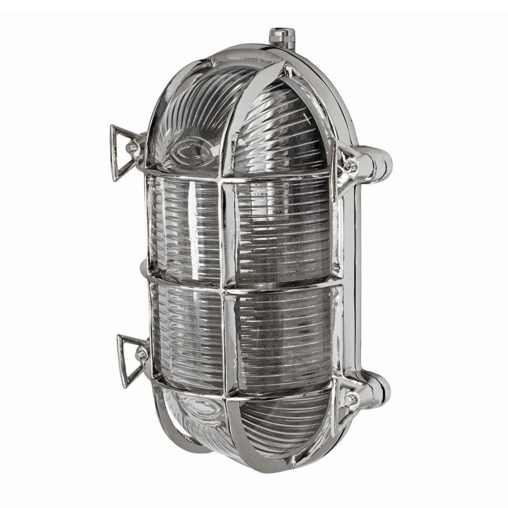 Soho Lighting Flaxman IP65 Outdoor & Bathroom Nickel Bulkhead Wall Light