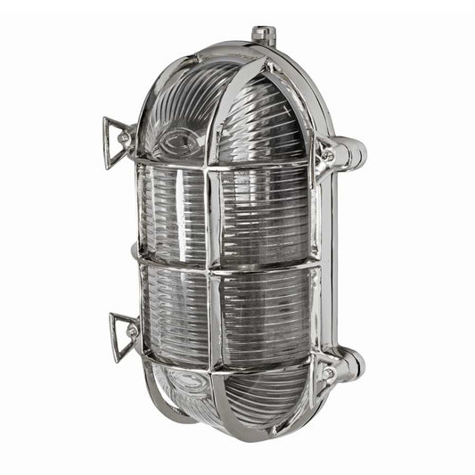 Soho Lighting Flaxman IP65 Outdoor & Bathroom Nickel Bulkhead Wall Light