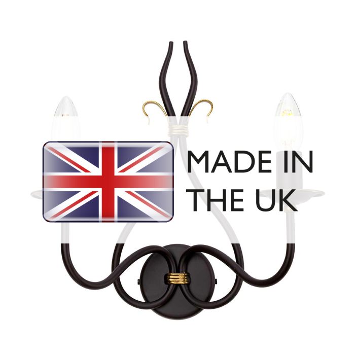 Windermere 2 Light Wall Light - Rust / Gold