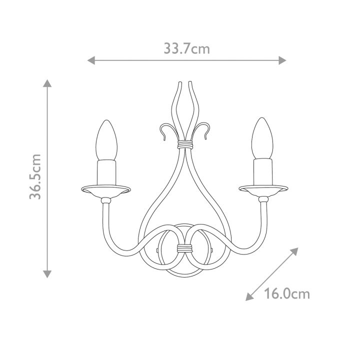 Windermere 2 Light Wall Light - Rust / Gold