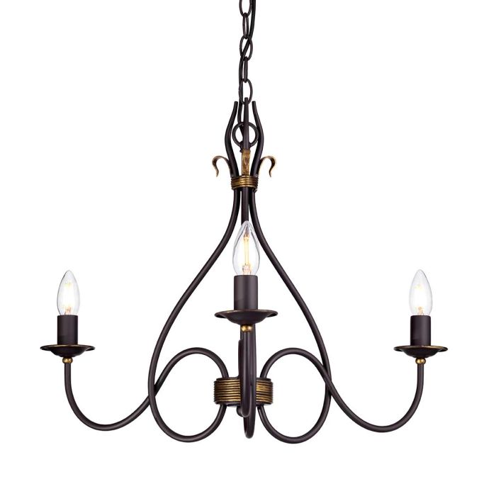 Windermere 3 Light Chandelier - Rust / Gold