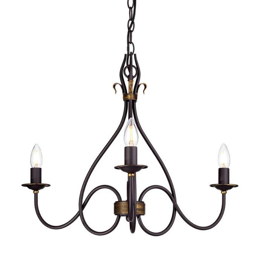 Windermere 3 Light Chandelier - Rust / Gold