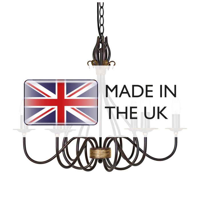 Windermere 6 Light Chandelier - Rust / Gold