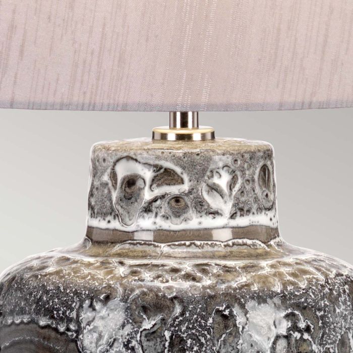 Woolwich 1 Light Table Lamp - Textured Graphite, White Glaze and Silver Shade