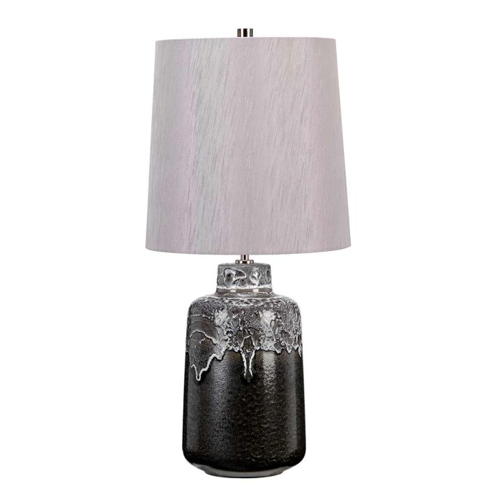 Woolwich 1 Light Table Lamp - Textured Graphite, White Glaze and Silver Shade