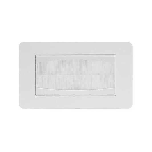 The Eldon Collection White Metal Flat Plate 2 Gang 4 Module Brush Plate Wht Ins Screwless