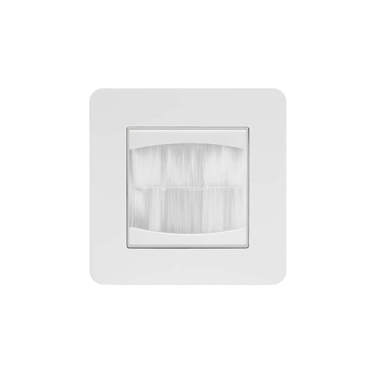 The Eldon Collection White Metal Flat Plate 1 Gang 2 Module Brush Plate Wht Ins Screwless