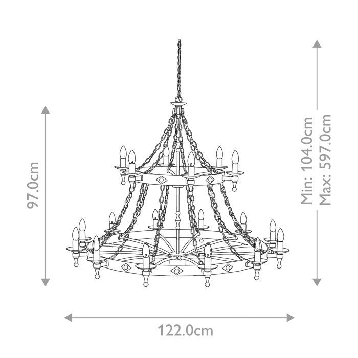 Warwick 18 Light Chandelier - Graphite Black