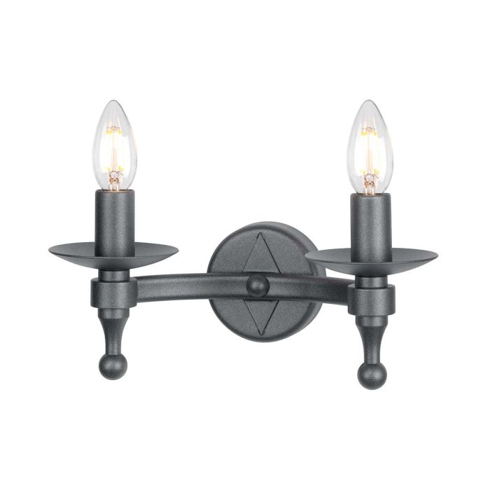 Warwick 2 Light Wall Light - Graphite Black