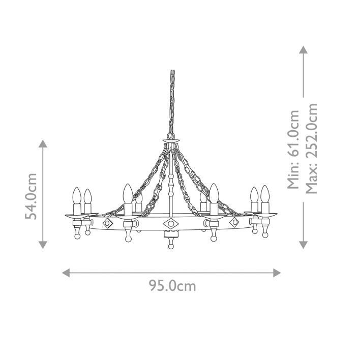 Warwick 8 Light Chandelier - Graphite Black