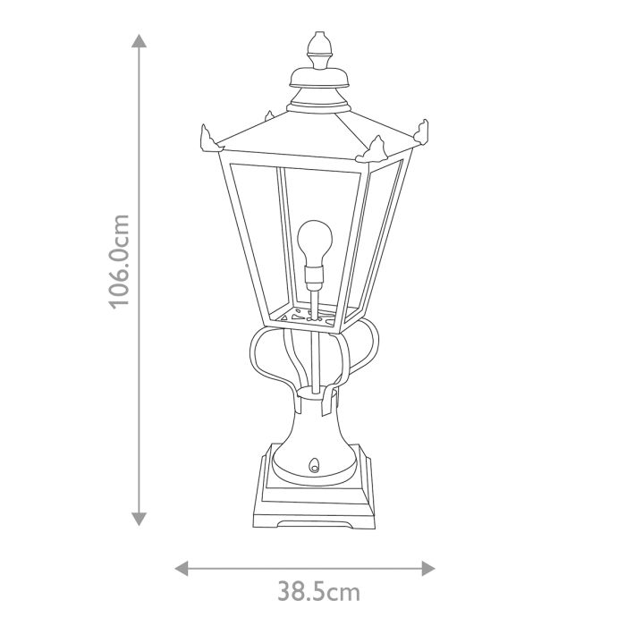 Wilmslow 1 Light Pedestal Lantern - Black
