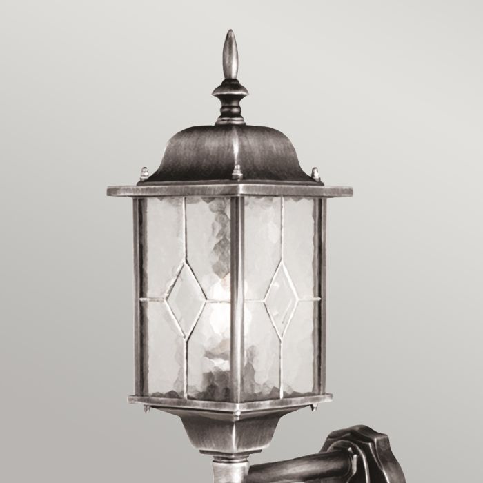 Wexford 1 Light Up Wall Lantern with PIR - Black / Silver