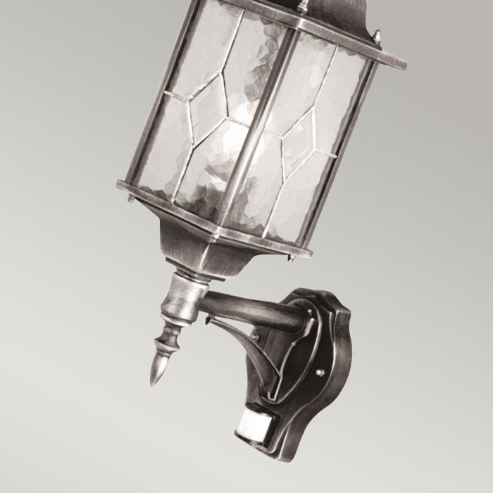 Wexford 1 Light Up Wall Lantern with PIR - Black / Silver