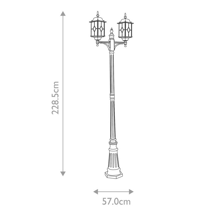 Wexford 2 Light Lamp Post - Black / Silver
