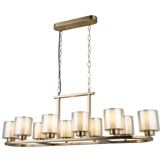 Yara 10 Light Antique Brass Long Pendant