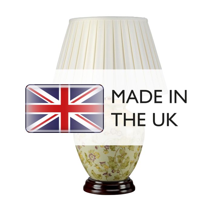 Yellow Flowers 1 Light Table Lamp - Yellow and Purple with Ivory Shade