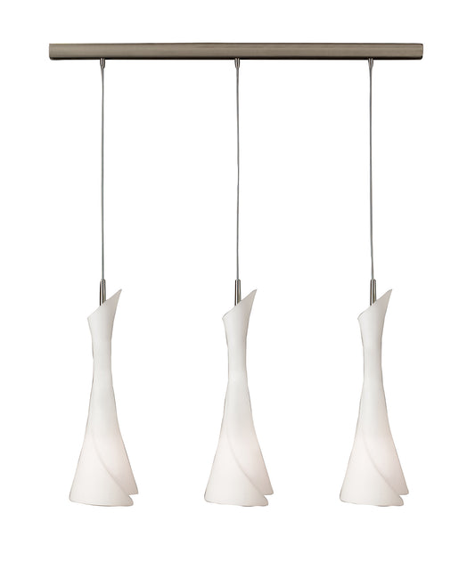 Zack Linear Pendant 3 Light E27 Line, Satin Nickel by Mantra