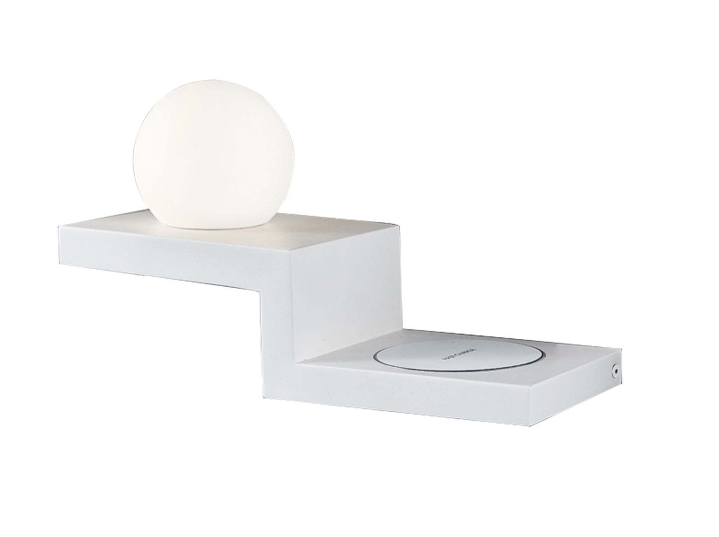 Zanzibar Wall Lamp Switched Globe With Mobile Phone Induction Charger, 6W LED, 3000K, 470lm, Sand White, 3yrs Warranty by Mantra