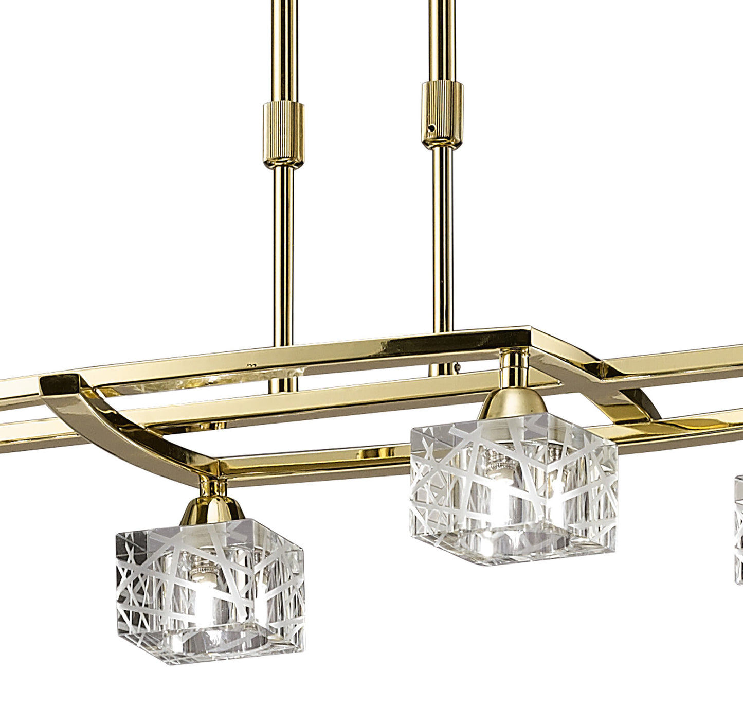 Zen Rectangular Telescopic Convertible To Semi Flush 8 Light G9, Polished Brass by Mantra