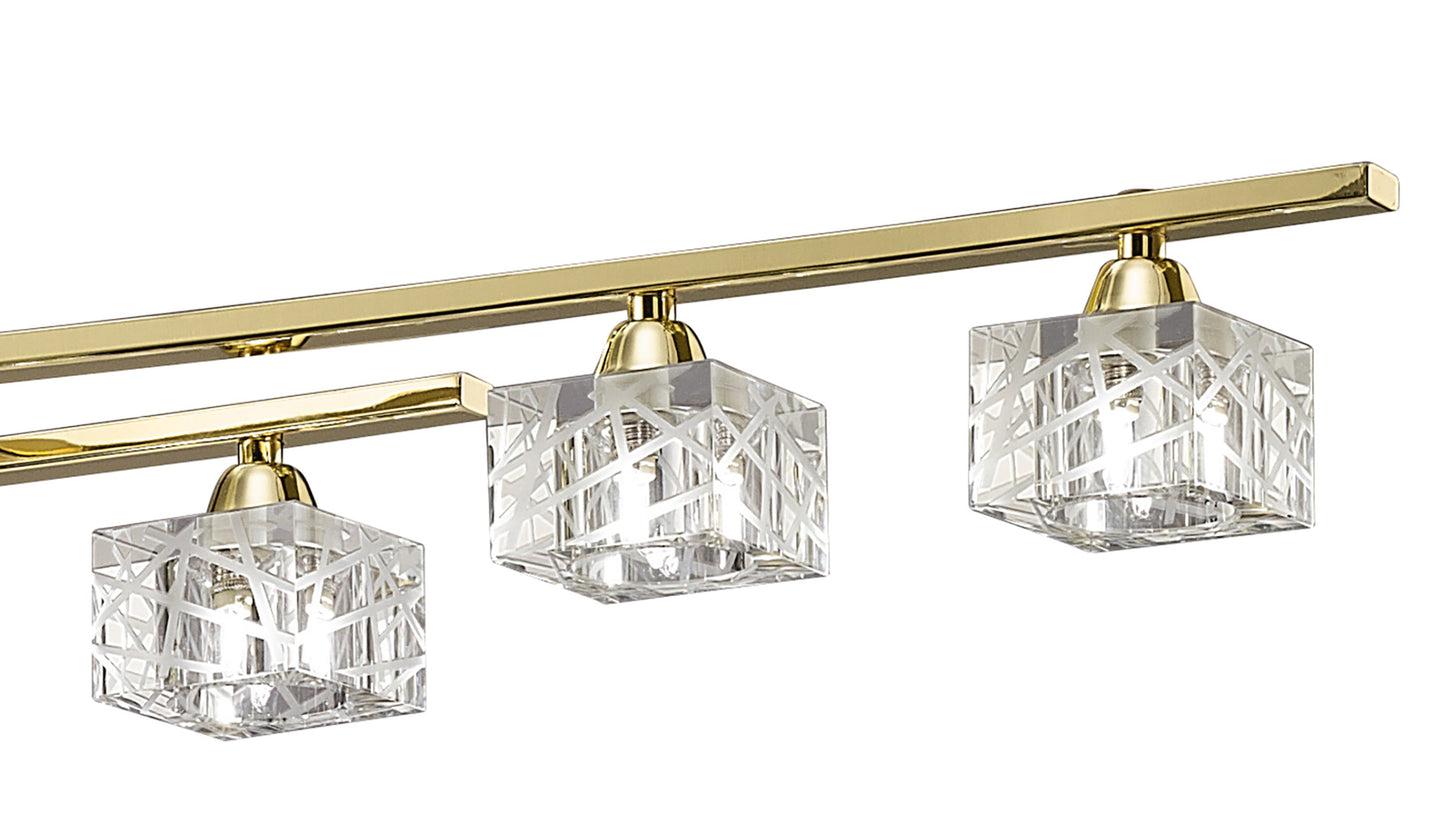 Zen Rectangular Telescopic Convertible To Semi Flush 8 Light G9, Polished Brass by Mantra